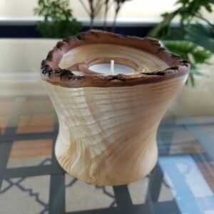 Live Edge Tealight Centerpiece - Figured Ash