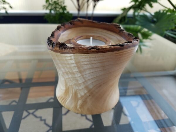 Live Edge Tealight Centerpiece - Figured Ash